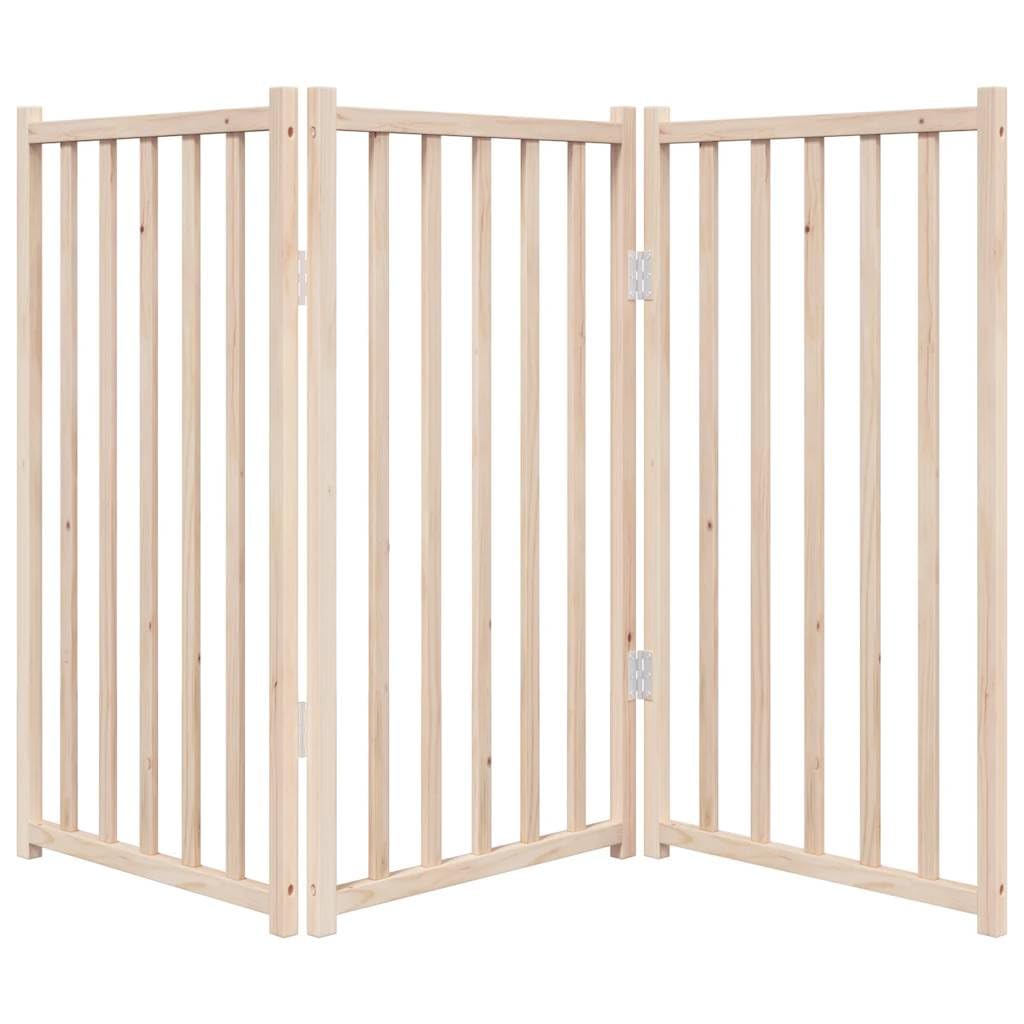 vidaXL Cancelletto per cani pieghevole a 3 pannelli 150 cm in legno massello di abete