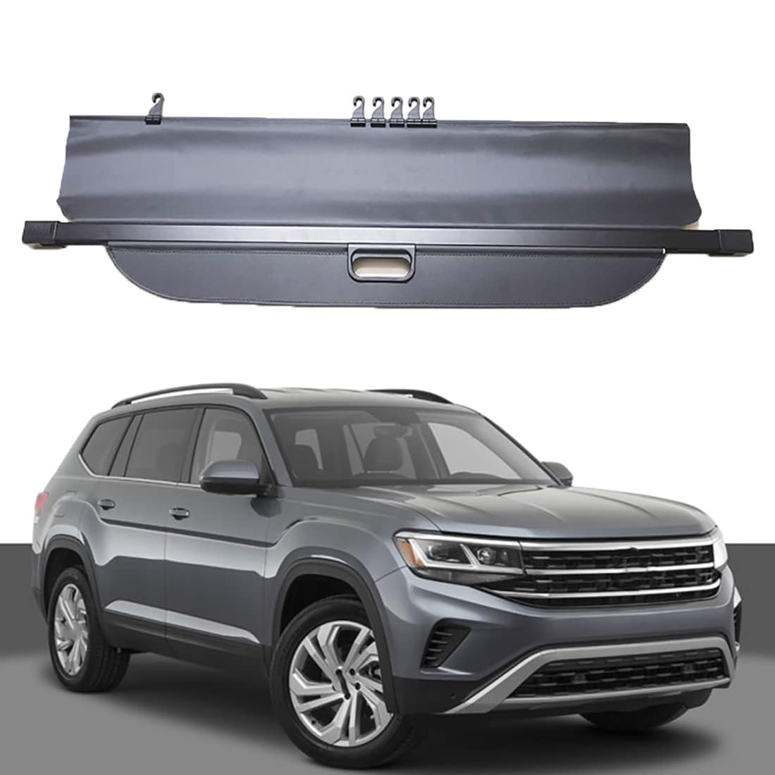 RiJpex Car Rear Trunk Parcel Shelf, For VW Atlas Teramont 2017-2022, Car Retractable Cargo Cover,black