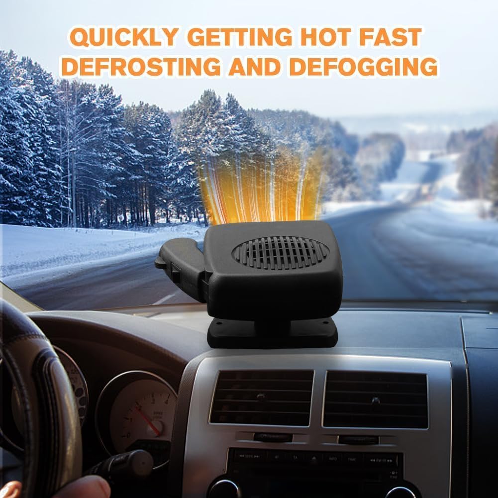 Leaflai Riscaldatore auto da 12 V 150 W anti-appannamento termoventilatore con impugnatura ergonomica, termoventilatore portatile per il collegamento all'accendisigari per veicoli di piccole