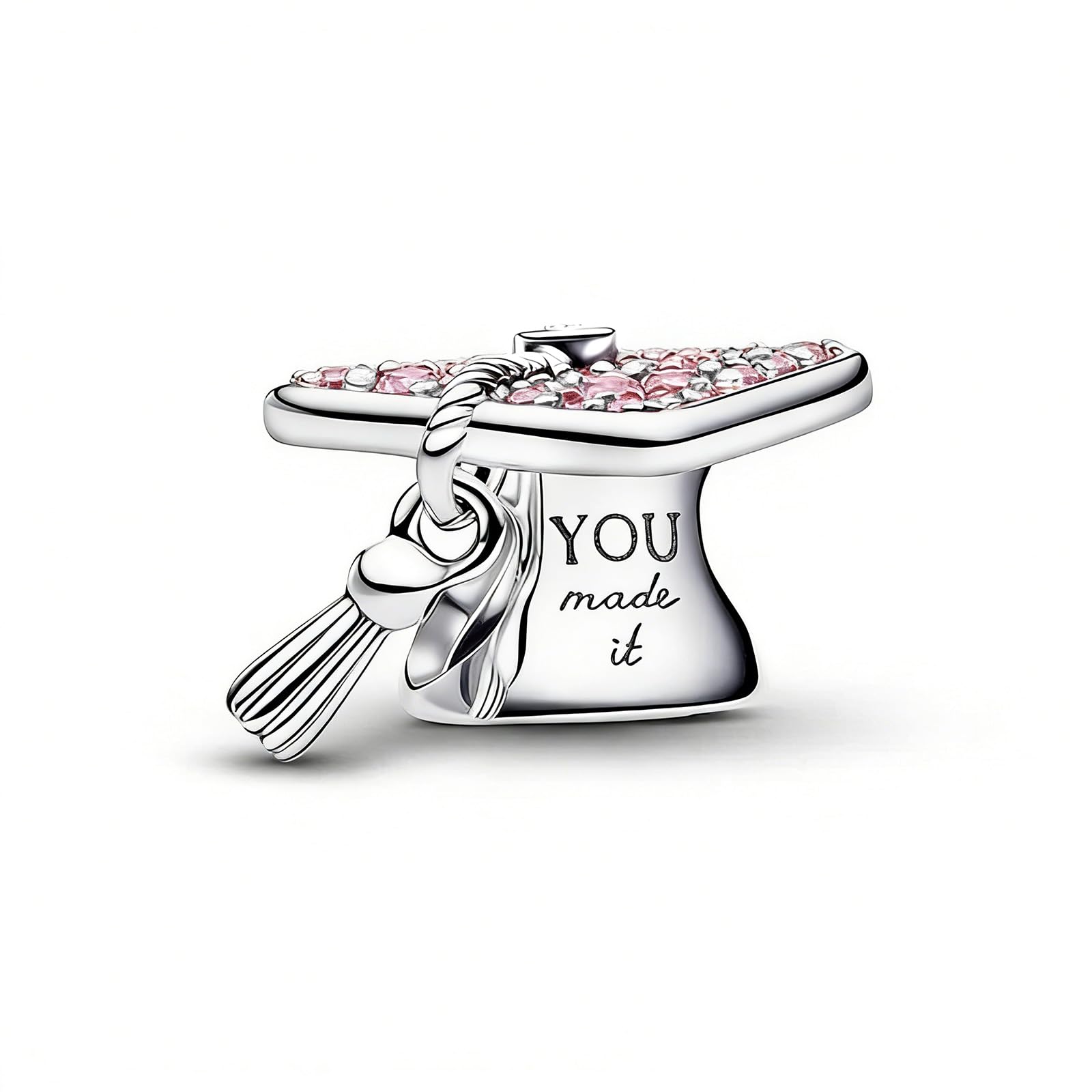 Graduación Pink Heart Búho Charms Abalorios Colgante Compatible Europeo Pulsera Collar,Graduacion Charm Para Mujer