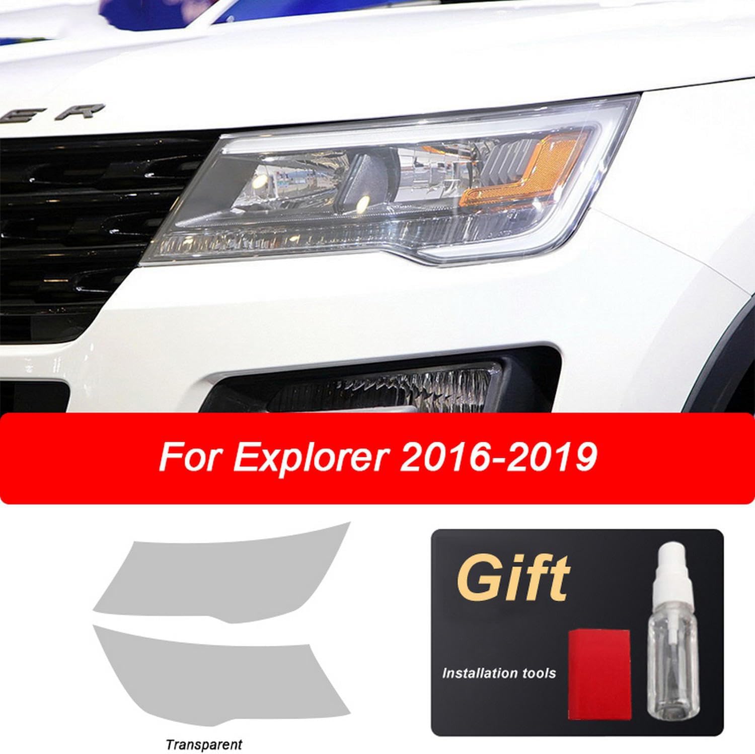Car Headlight Protective Film Headlamp Restoration Transparent TPU Sticker，for Ford Explorer 2016-On U502 U625 Accessories