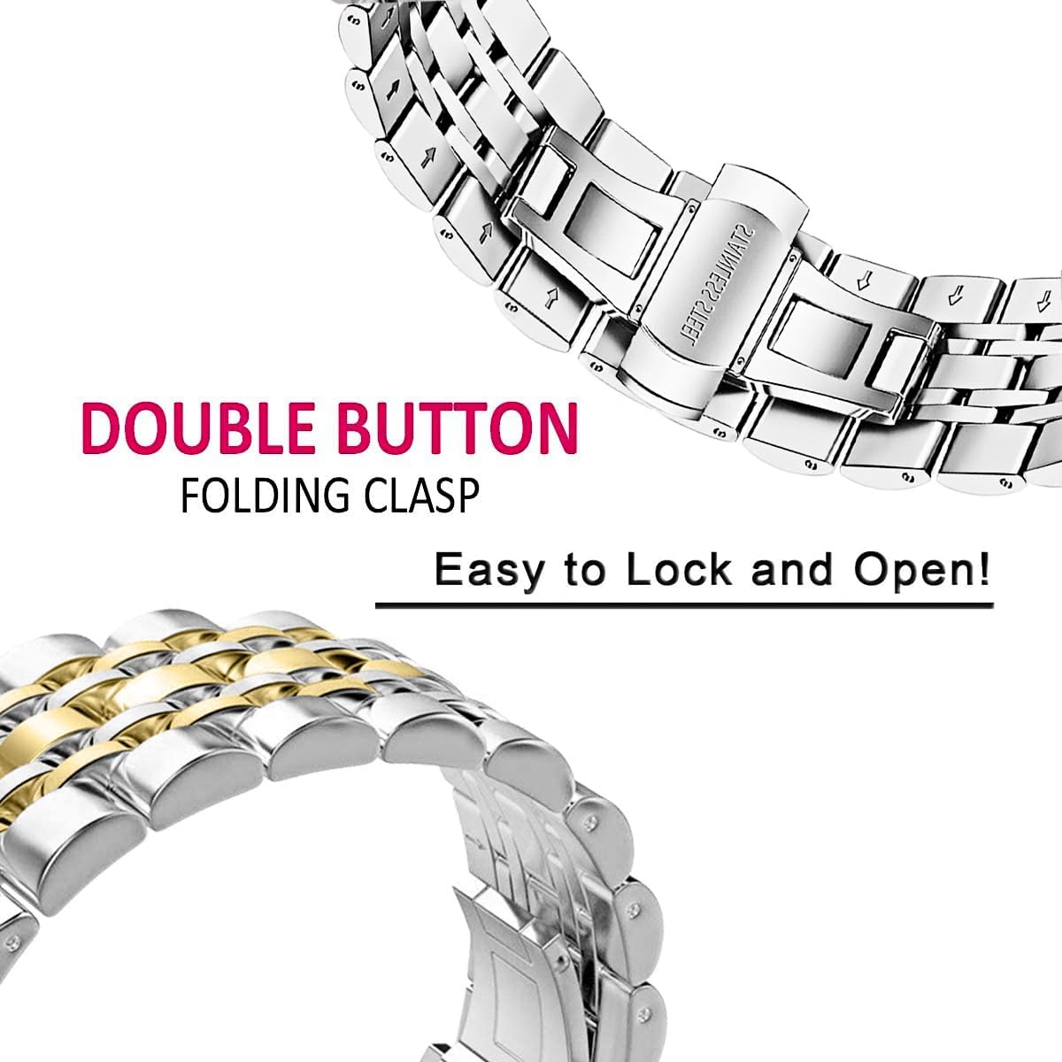 Stainless Steel Bands Compatible with Samsung Galaxy Watch Ultra 47mm(2025/2024), No Gap Metal Replacement Classic Wristband for Men image 3