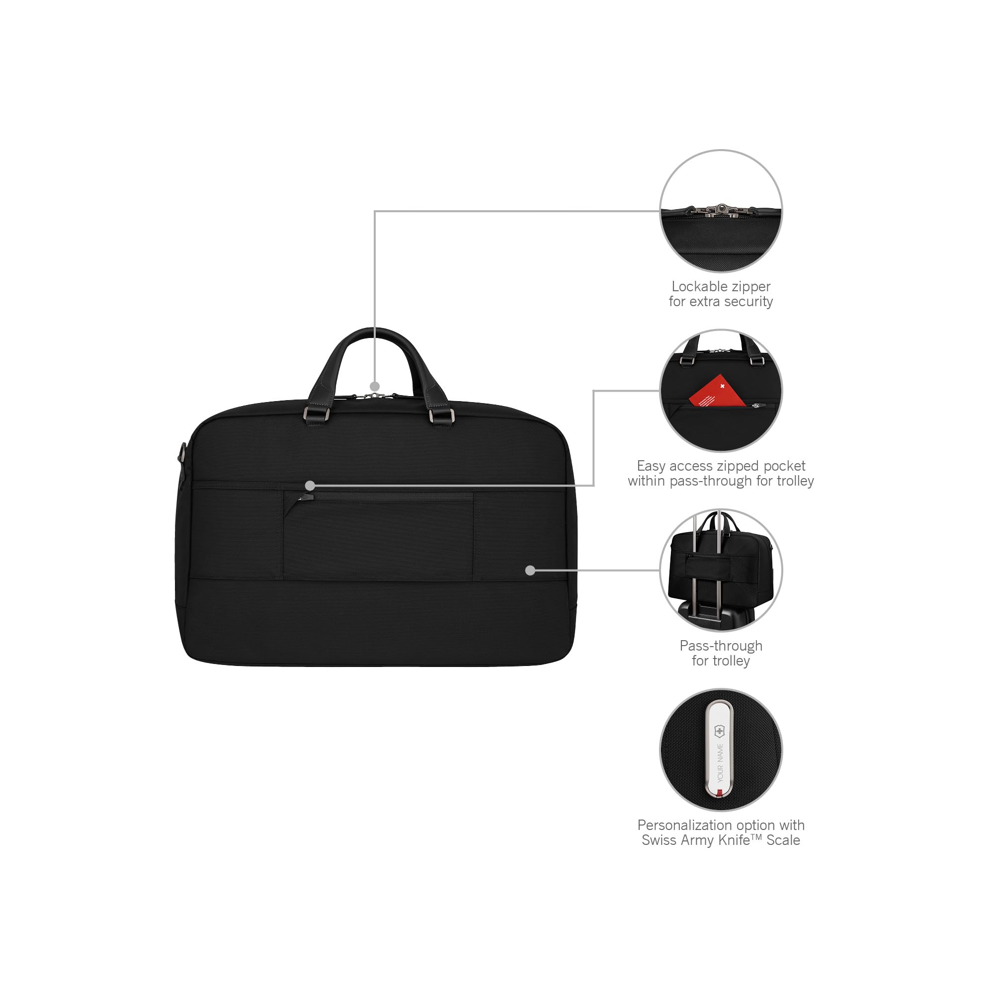 Victorinox Mythic Weekender, Reisetasche mit Trolley-Riemen, Handgepäck, Business, Damen/Herren, Schwarz