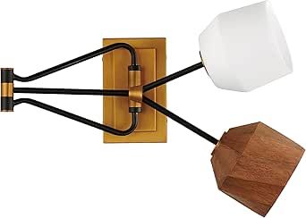 Maxim Lighting 28272DBZAB I Akimbo Collection 21 Inch Two Light LED Wall Sconce I Dark Bronze and Antique Brass Finish I Modern Contemporary Light Fixture I