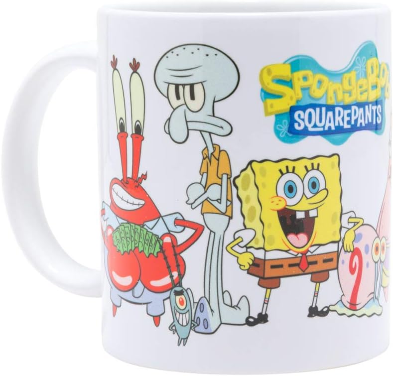 TruffleShuffle Spongebob Squarepants Gang Mug White | Dishwasher and Microwave Safe | 312ml | for Cartoon Fans