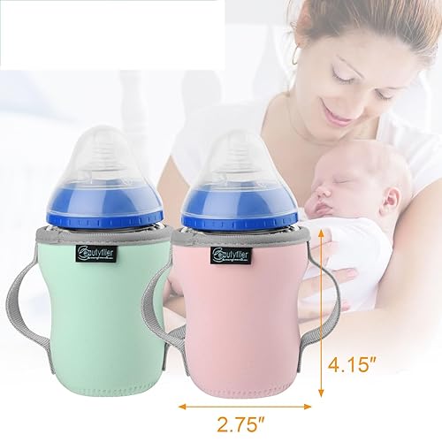 Miniatura 5 de Beautyflier Glass Baby Bottle Sleeve Covers for 9oz Nature Baby Bottles with Dual Handle, 3.8mm Thicken Heat and Cold Retention Baby Bottle Sleeve
