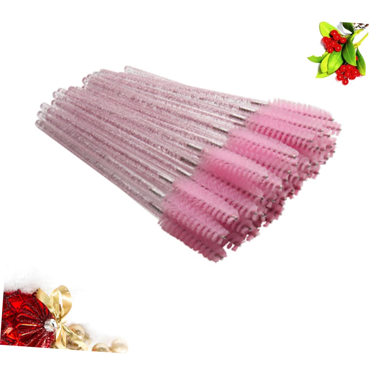 WRITWAA Professional Disposable Eyelash Mascara Wands 100pcs Lash Makeup Brushes Pink Set for Eyelash Separation Mascara Application