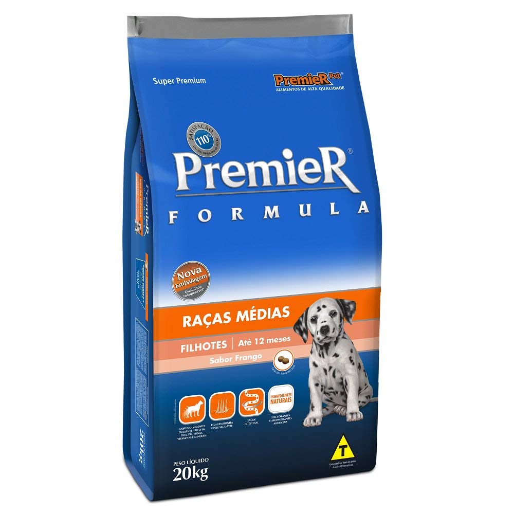 Ração Premier Filhotes Raças Médias para Cães Sabor Frango, 20kg Premier Pet Raça