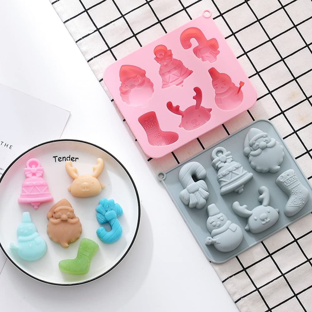 Moldes De Silicona Navideños Para Chocolate Y Dulces - 2 Piezas, 7 Modelos 3D, Antihaderente Y Para Horno