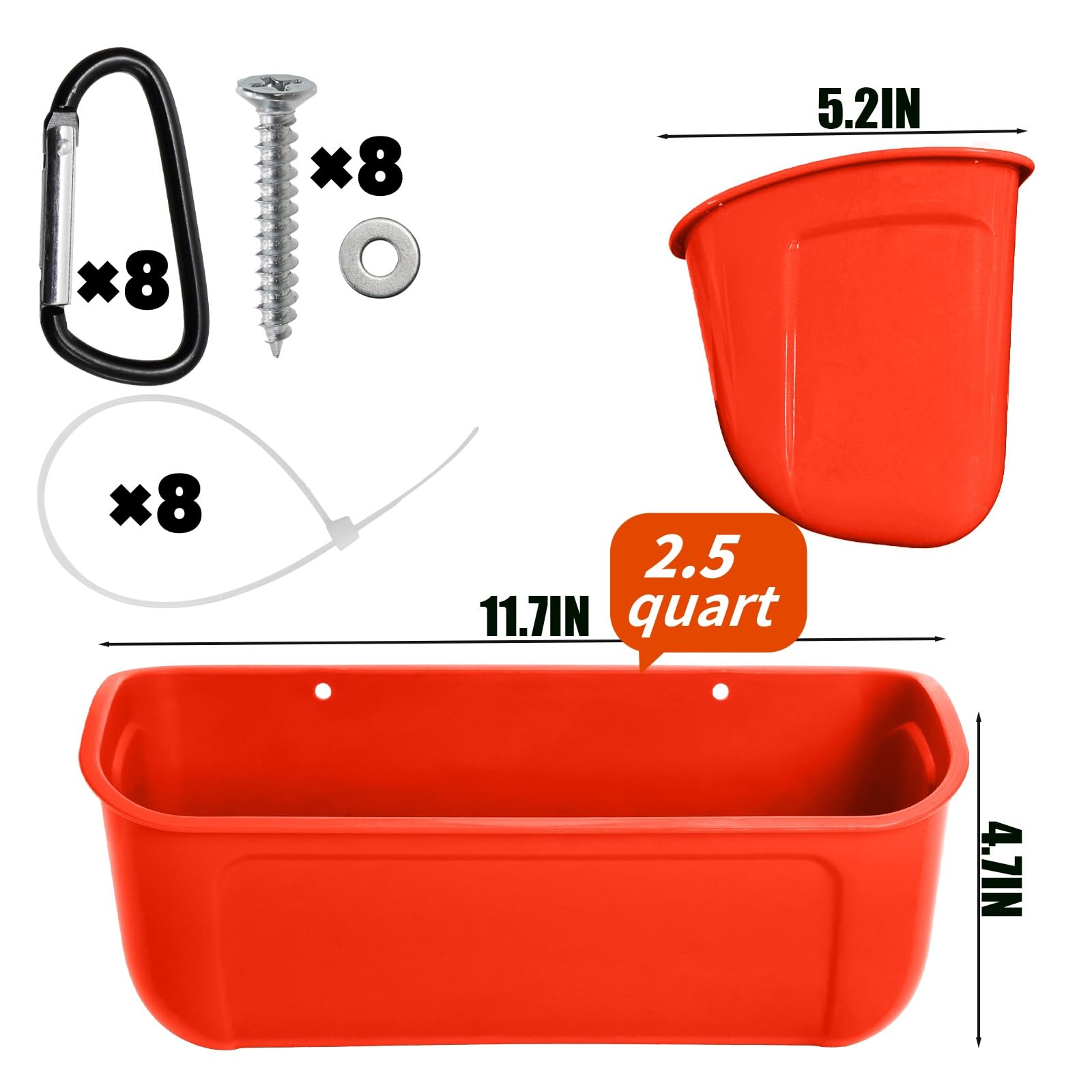 Cedilis Paquete de 4 comederos colgantes para patos, comedero de valla de pollo con clips, contenedor de alimentación de agua para aves de corral, ganso, conejos, ovejas, cada alimentador de 2.5