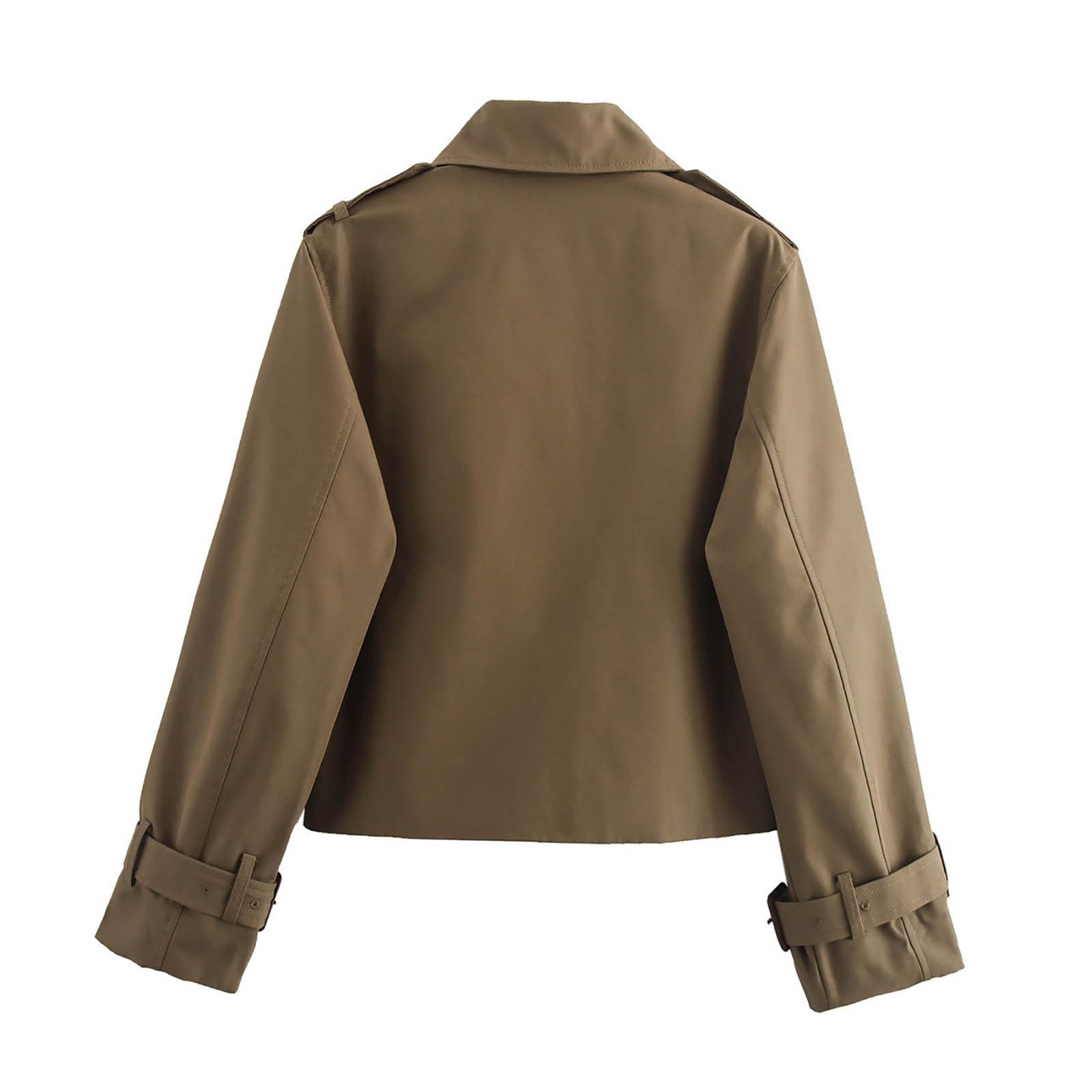 Trench corto da donna, cappotto con risvolto, maniche lunghe, doppiopetto giacca corta, abbigliamento casual, stile coreano, trench alla moda, da donna