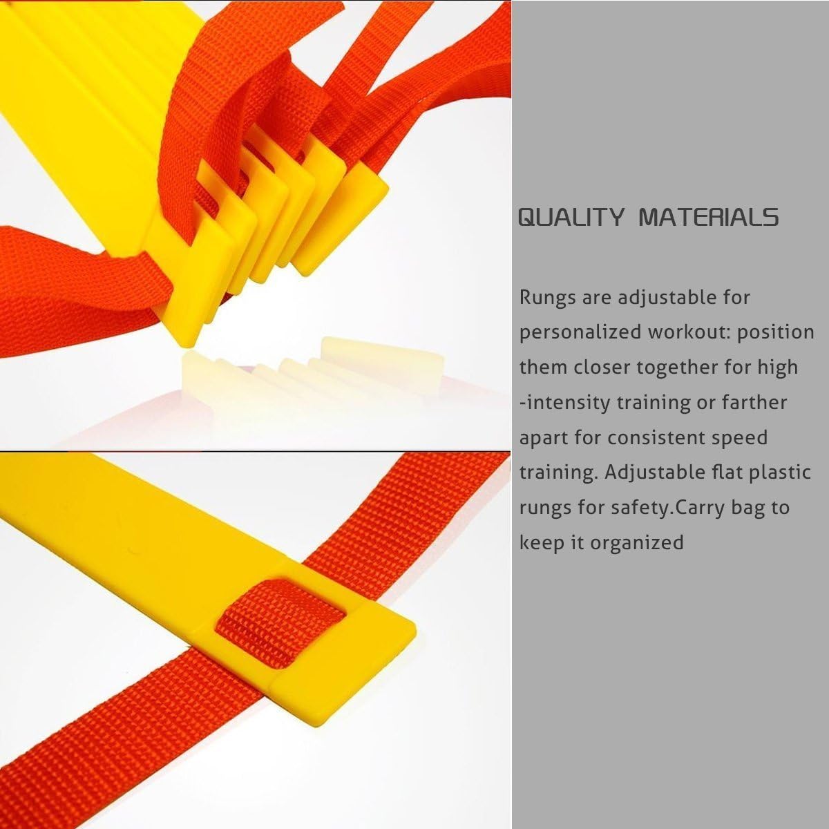 XEMZ Speed Agility Exercise Hurdles with Carry Bag, Sport Home Gym Training Ladder, Soccer Football Fitness Faster Footwork Drills Aid, Adjustable Quickness Folder Equipment (5M, 10-Rung, red)