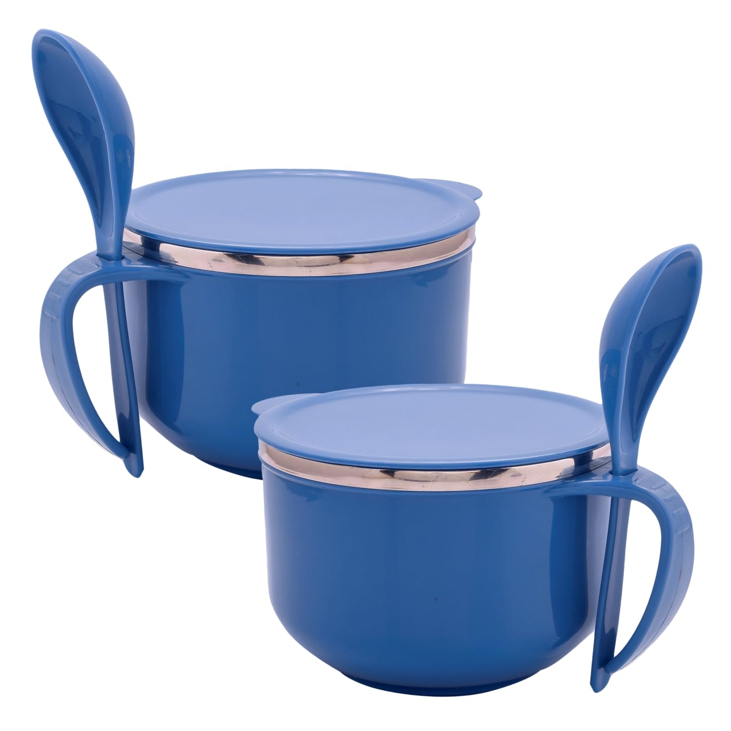 Kuber Industries Noodle & Soup Bowl Set | Steel Noodle Bowl with Spoon | Airtight Bowl for Pasta-Rice | Food Container | Office Bowl | Kitchen Bowl Set | 600 ML | Pack of 2 | Blue (B0CKF464HZ) Amazon Price History, Amazon Price Tracker