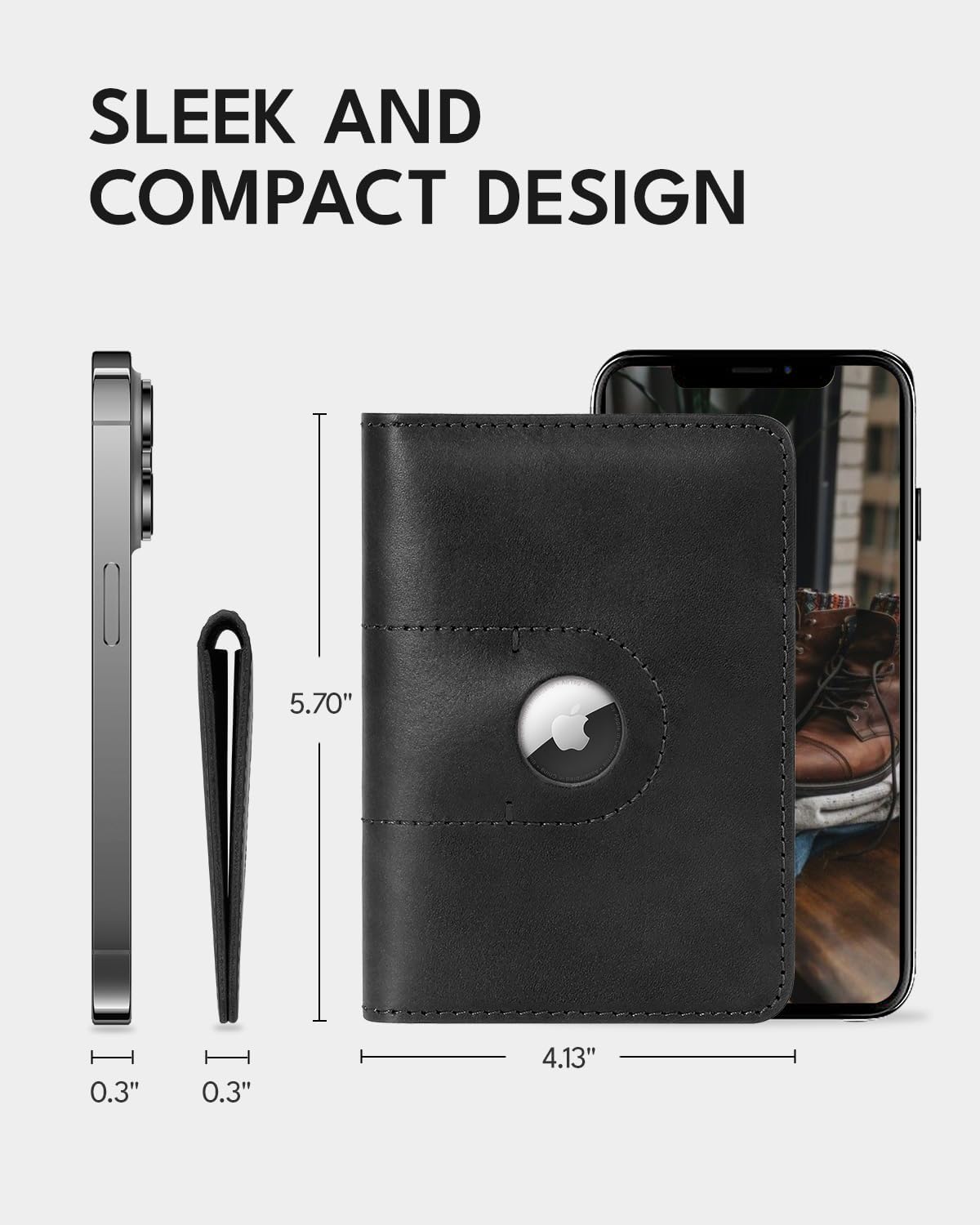 ALLIVE Passport Holder for Travel, Genuine Leather Passport Holder with AirTag Slot for Women and Men, Passport Cover Wallet for Travel Must-Haves, Airport Essentials, Travel Gifts, Black - Image 4