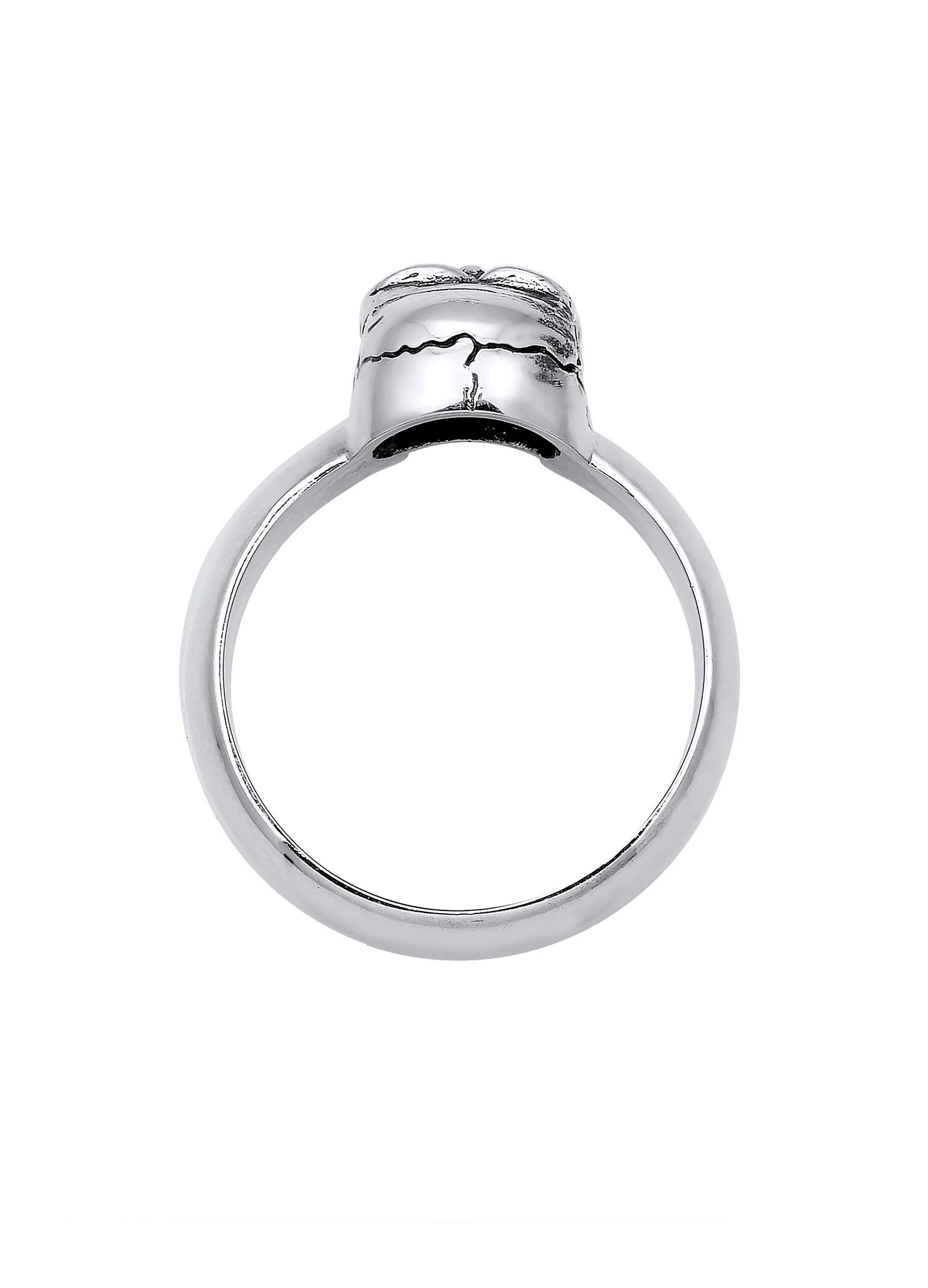 Kuzzoi Totenkopf Herrenring massiv 10 mm breit 925 Silber schwarz | schwarz oxidiert mit Gravur Ring für Männer in der Ringgröße 60 - 66