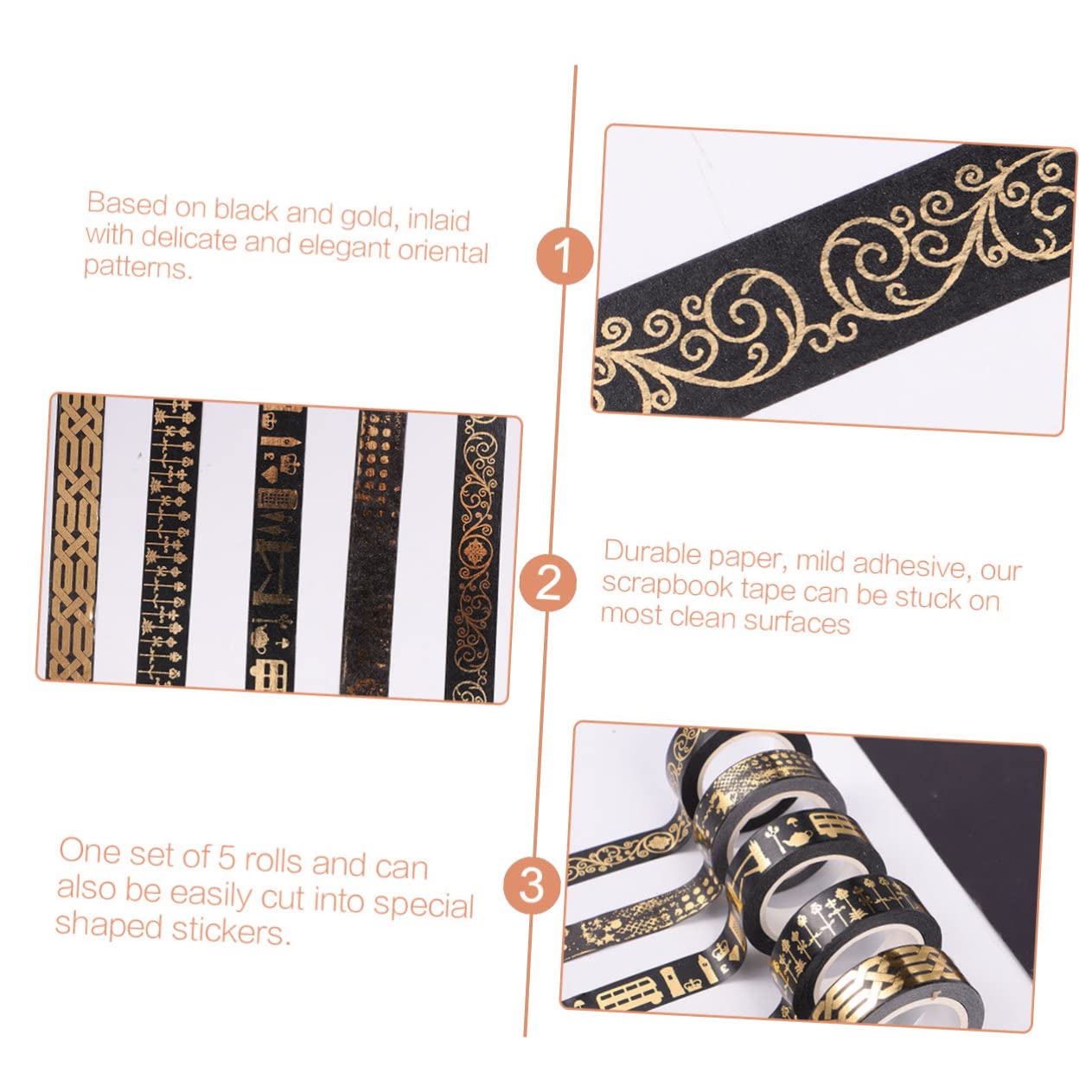 Housoutil 3 Sätze Washi Tape Dekoratives Klebeband Für Diy Scrapbooking Und Tagebuchgestaltung Leicht Und Vielseitig Für Kreative Projekte Für Glasbehälter Notizbücher Und 5 Rollen * 3