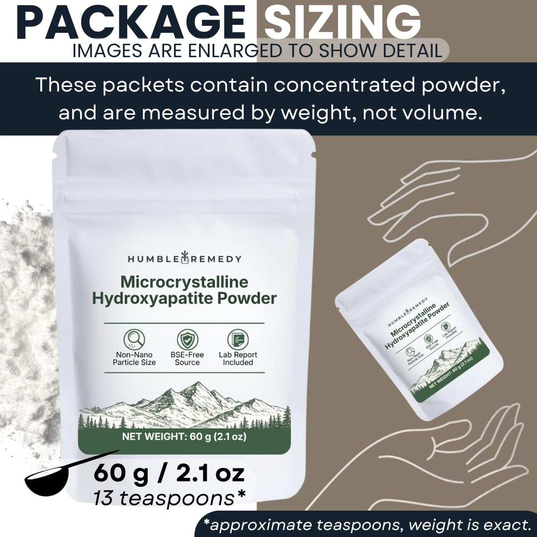 100% Microcrystalline Hydroxyapatite MCHA Powder, Non-Nano, Lab-Verified Calcium Phosphate from Australian BSE-Free, Pasture-Fed Cattle, High-Purity Raw Material for DIY Formulations, 2.1 oz / 60 g