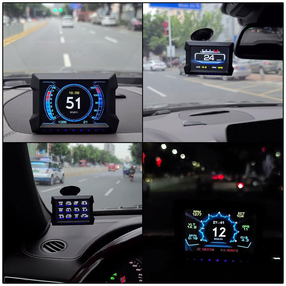 Head Up Display Con alarma de exceso de velocidad y bajo voltaje, sistema dual, medidor de pendiente e inclinación, pantalla HUD, electrónica for automóvil, GPS, velocímetro Head Up Display Coche
