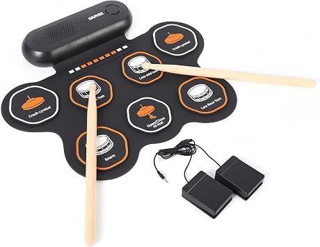 7 Pad Bluetooth Electronic Drum Set, Roll Up Drum Pad with Recording