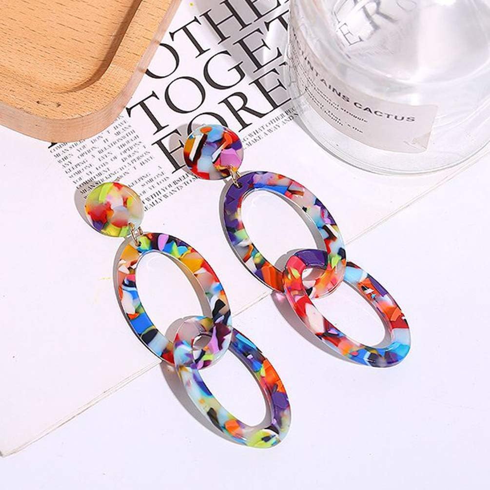 Acrylic Earrings for Women Multicolor Resin Earrings Statement Dangles Drop Earrings - Image 6