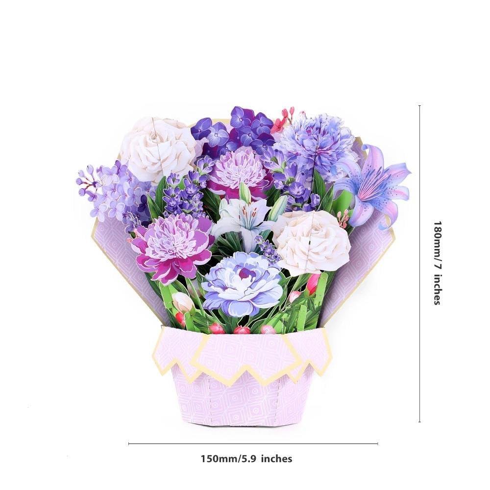 Regalo di Auguri con Bouquet 3D garofani Rosa e Viola