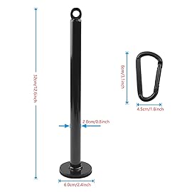 LFJ Weight Loading Pin with Carabiner fit 1 inch and 2 inch Olympic Weight Plate for Cable Pulley System LAT Pulldown (Standard Plates Loading Pin)