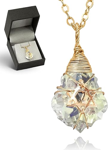 Collar de estrella de David para mujeres y hombres, collar de estrella judía relleno de oro de 14 quilates, collar de Israel Aurora Borealis