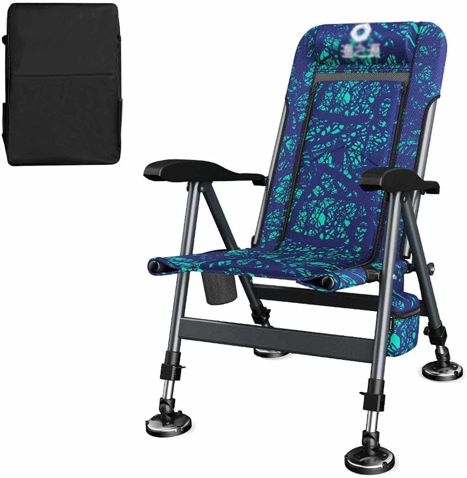 YXX Portable Folding Camping Chair Outdoor All Terrain, Lightweight Heavy Duty Fishing Chair with Backpack for Fat People & Adults, Beach Lawn Chair Armchair (Color : Blue-1)