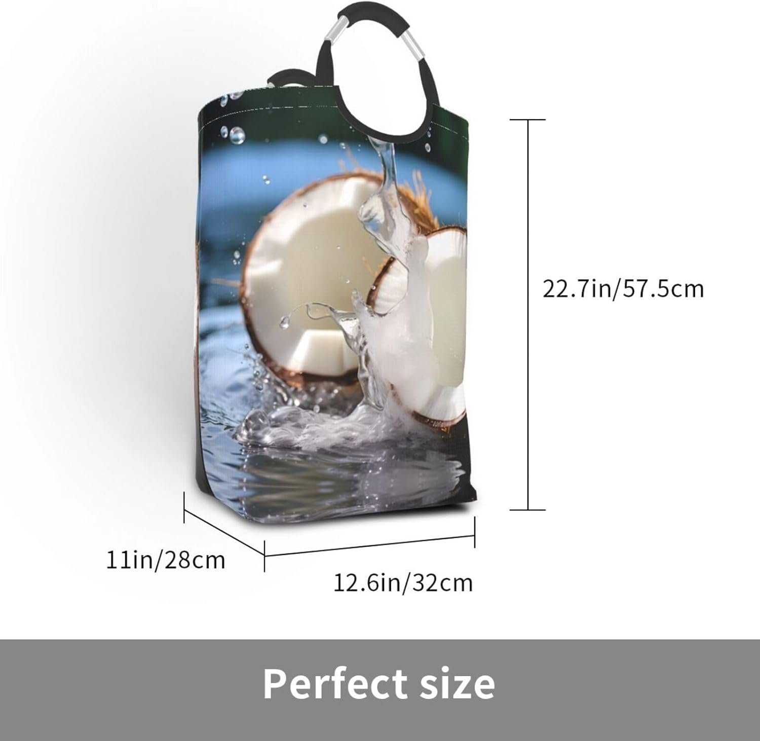 Large coconuts Foldable storage bag, 50L capacity, suitable for laundry room, dormitory bedroom, dirty clothes storage basket.