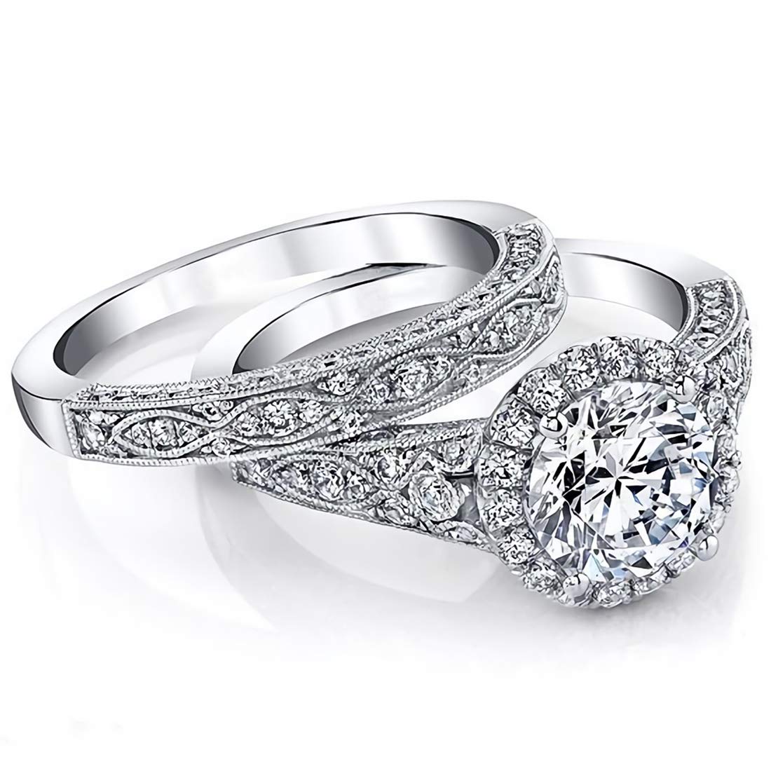 2.63 Carat Bridal Set Moissanite engagement rings for women Platinum Plated Silver Princess moissanite rings