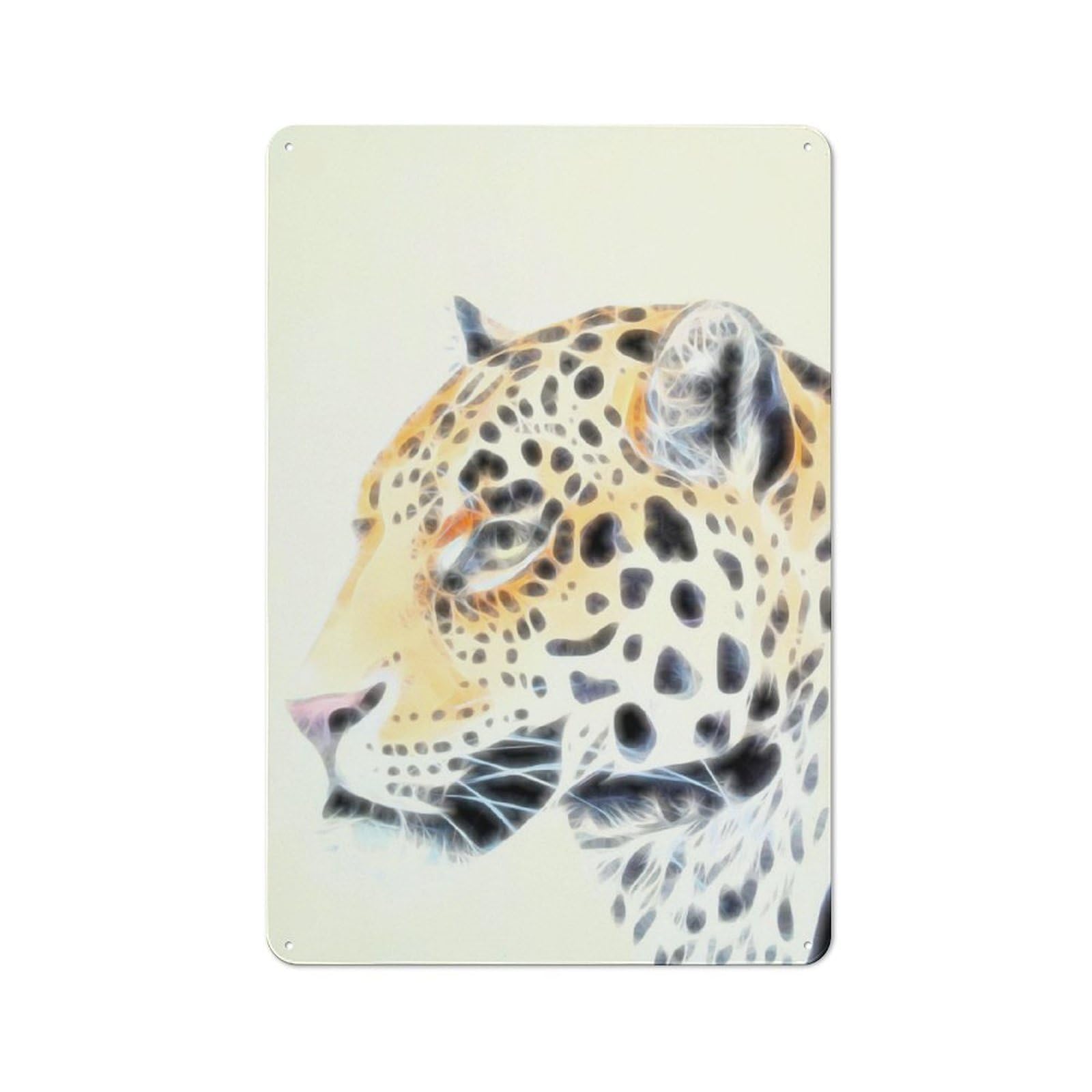 Junmoney Leopard Fractal Colored Vintage Metal Sign 30X20cm For Pub Or Café, For Collectors Of Vintage Metal Wall Decor