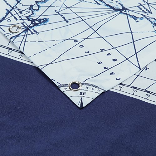 BESTRIPES Nautical Shower Curtain, Navy Anchor Sailboat Waterproof Fabric Shower Curtains for Bathroom, Nautical Beach Themed Bathroom Curtains, 62" W x 72" H by BESTRIPES - Used condition - Image 3