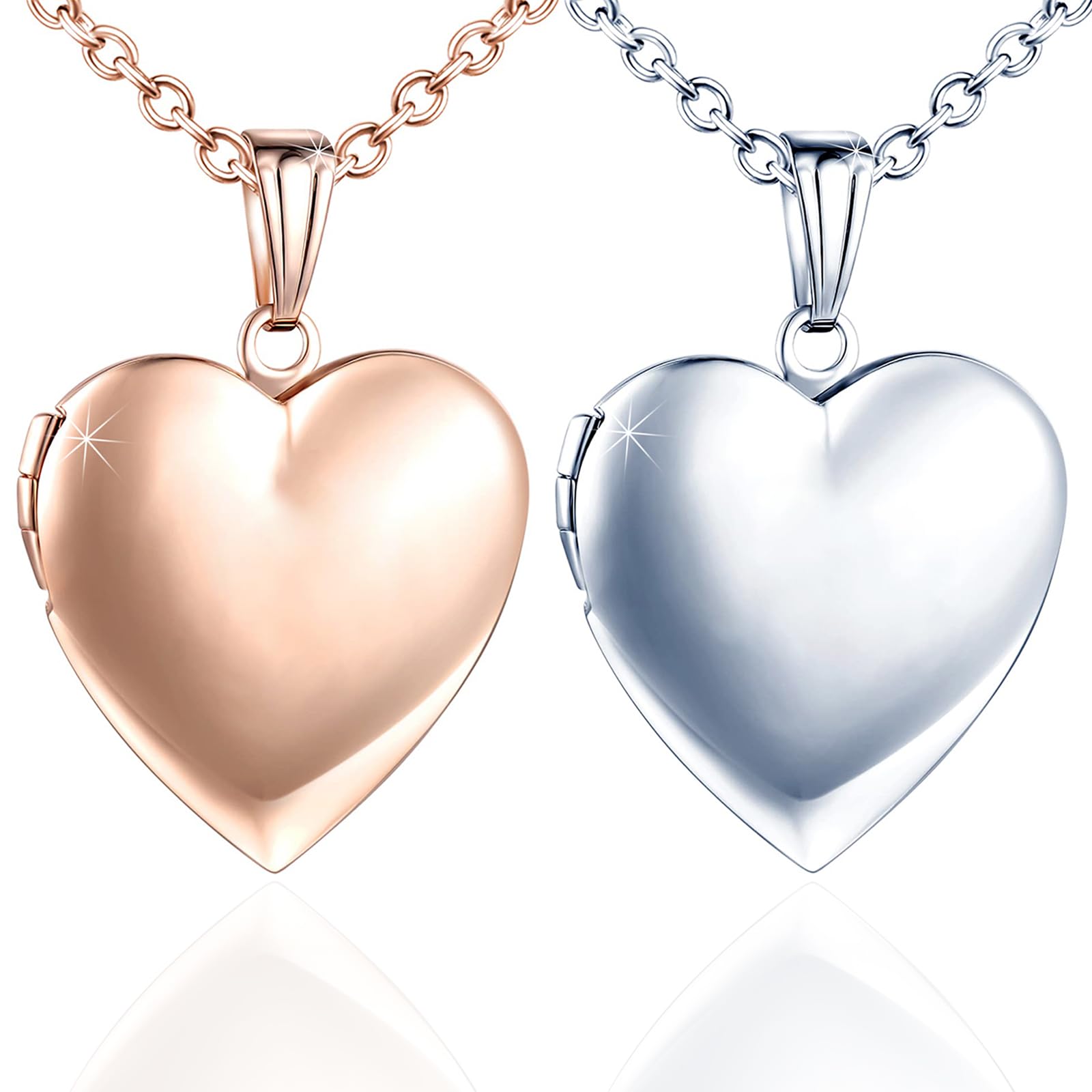 Collana con Ciondolo dell'Amicizia a Cuore con Foto - Collana Regalo Personalizzata con Catena Fotografica per Ragazze e Ragazzi, Catena con Amuleto Foto da Aprire, Ciondolo Memoria