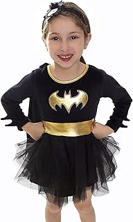DC Comics Toddler Girls Batgirl Costume Tutu Dress - Toddler Superhero Costume with Removable Cape and Matching Headband (Black/Yellow, 2T)