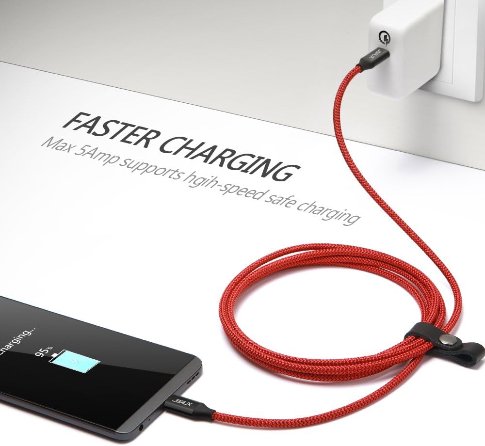 USB Type C Cable 6.6ft, [20V 5A] JSAUX USB-C to USB-C Fast Charging Braided Charger Cable for Google Pixel 2 XL, Nexus 6P, Galaxy S9 S8 Plus, Note 8,