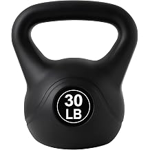 ALTLER Vinyl Plastic Concrete Kettlebell 10-50LBS Safe Strength Training Kettlebell Anti-Slip Grip Weight for Home Workouts and Men/Women/Beginners