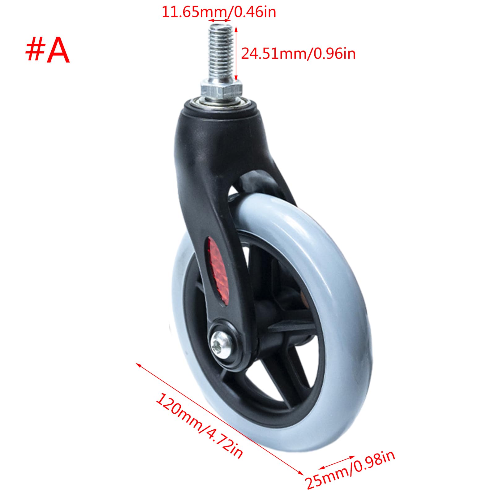 Piezas de repuesto para silla de ruedas - Rueda delantera con horquilla, rueda sólida de repuesto para andadores