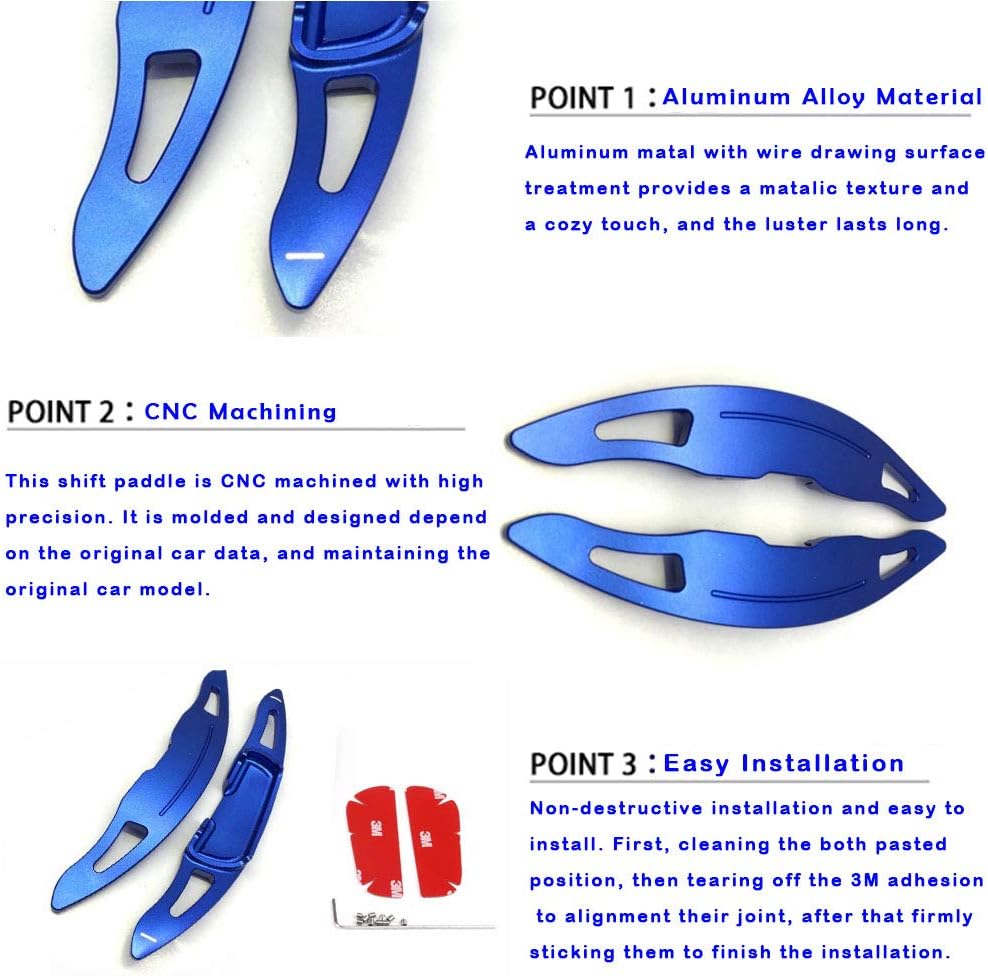 For Mazda CX-3 CX-5 CX-8 CX-9 Mazda2 Mazda3 Axela Mazda6 Atenza Aluminum Metal Paddle Shift Steering Wheel Shifter Extension Covers Car Accessories (Blue)