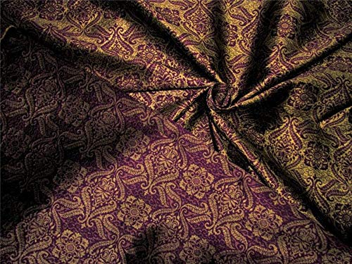 Tissu brocart violet or réversible pour costume historique 111cm