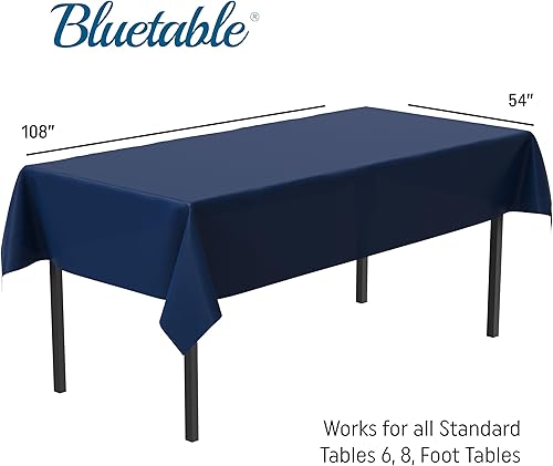 Miniatura 2 de Mantel de plástico desechable azul marino rectangular (paquete de 12) a granel, mantel ultra resistente (54 x 108 pulgadas), mesas de 6 pies u 8