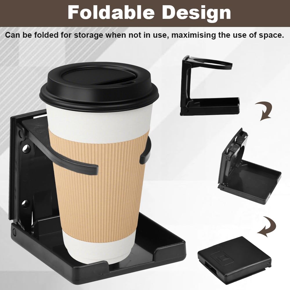 2 Pezzi Portabicchieri Pieghevoli Per Auto - Universali Per Auto, Barche, Camion (Nero) - Foto 6