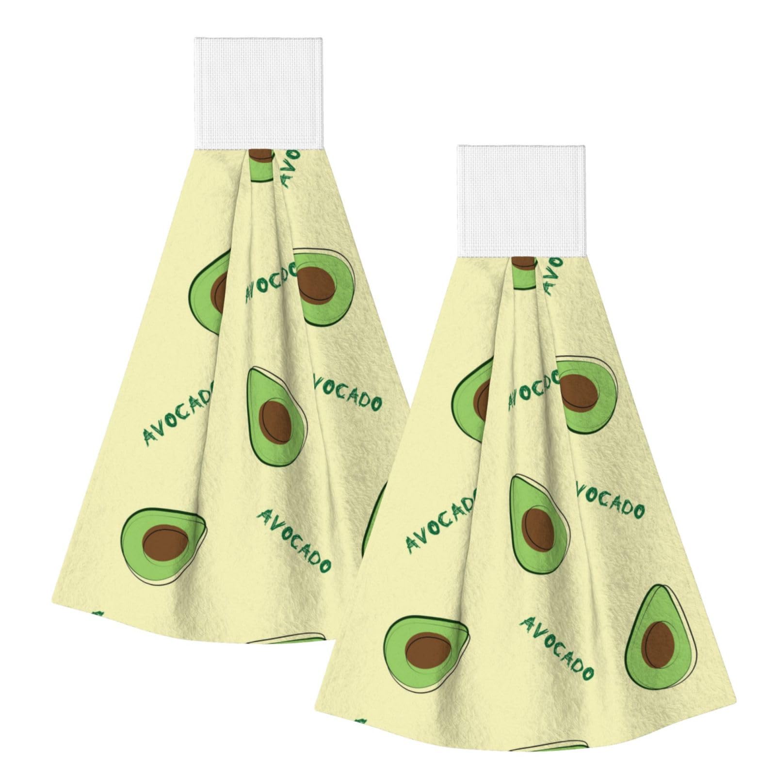 DOPKLNA Green Avocado, 2 Pcs Hanging Coral Fiber Hand Towels for Bathroom, Absorbent Kitchen Towels