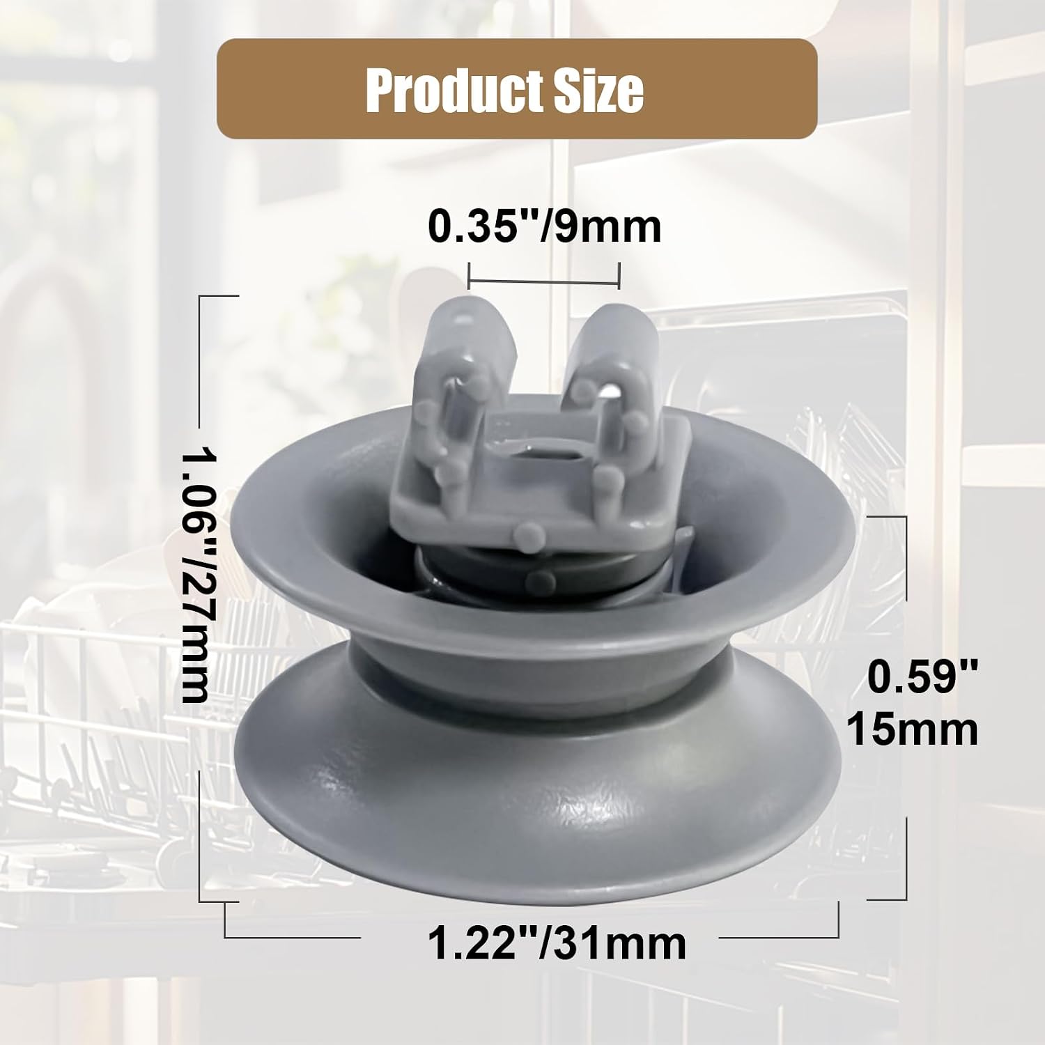8Pcs Dishwasher Upper Wheel Assembly 611475 Replacement for Bosch Dishrack Upper Rack Wheel Replace# bsh AH3477735 AH8727387 00611475 1559847 Grey (Upper 8p)