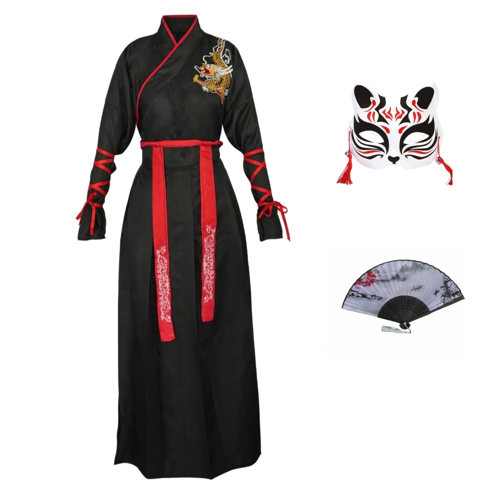CRFASIBE Women Chinese Hanfu Dress, Traditional Chinese Costume with Accessories Set