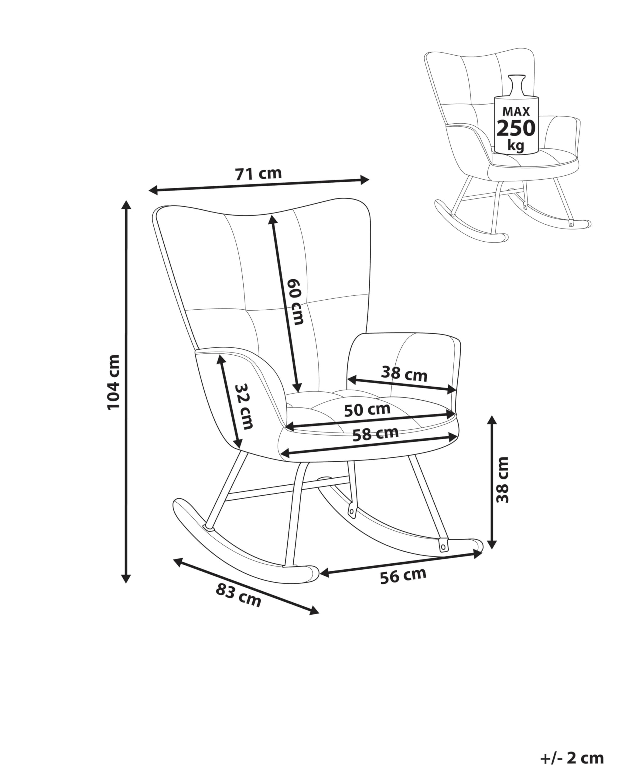 Beliani Fauteuil à Bascule Moderne en Tissu Polyester Vert Foncé et Pieds en Bois Oulu