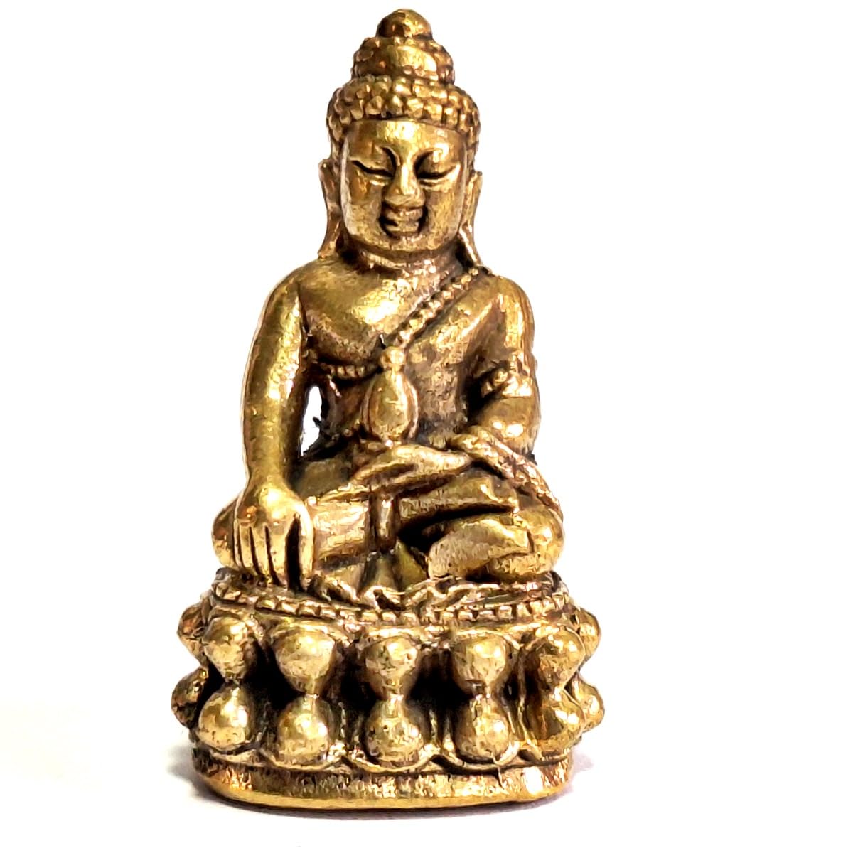 poppip Thai Asian Popular Beautiful Amulet PHRA KRING” Mini Brass Statue Sculpture Attract property charm luck mercy punk biker accessory collectible H 1.5 inches