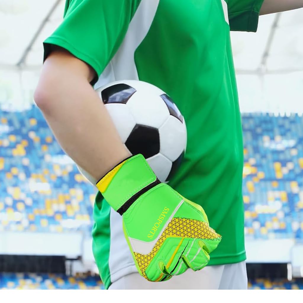 PROBEROS Football Goalkeeper Gloves, Latex Palm, Wrist Strap, Green Size 7 4