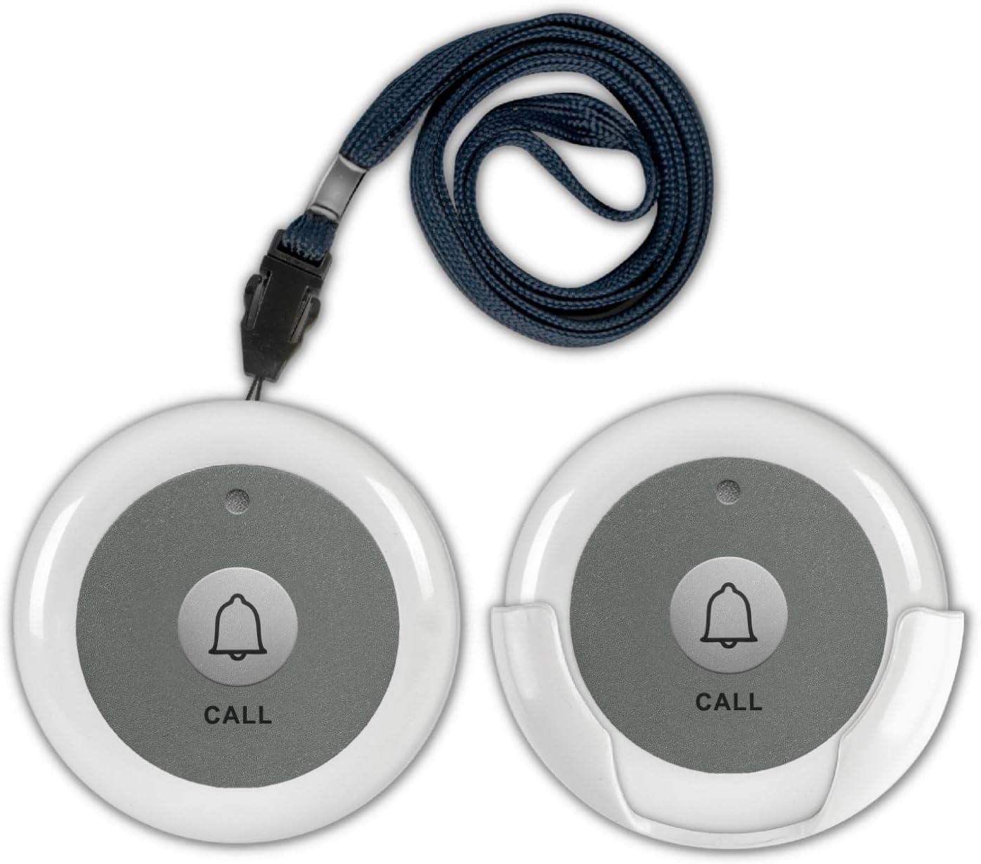 Wireless Call Button for Wireless Calling System Nurse Call Caregiver Pager for Elderly Seniors Residents Customers Clinic Care Facilities Restaurant 2 PCS White