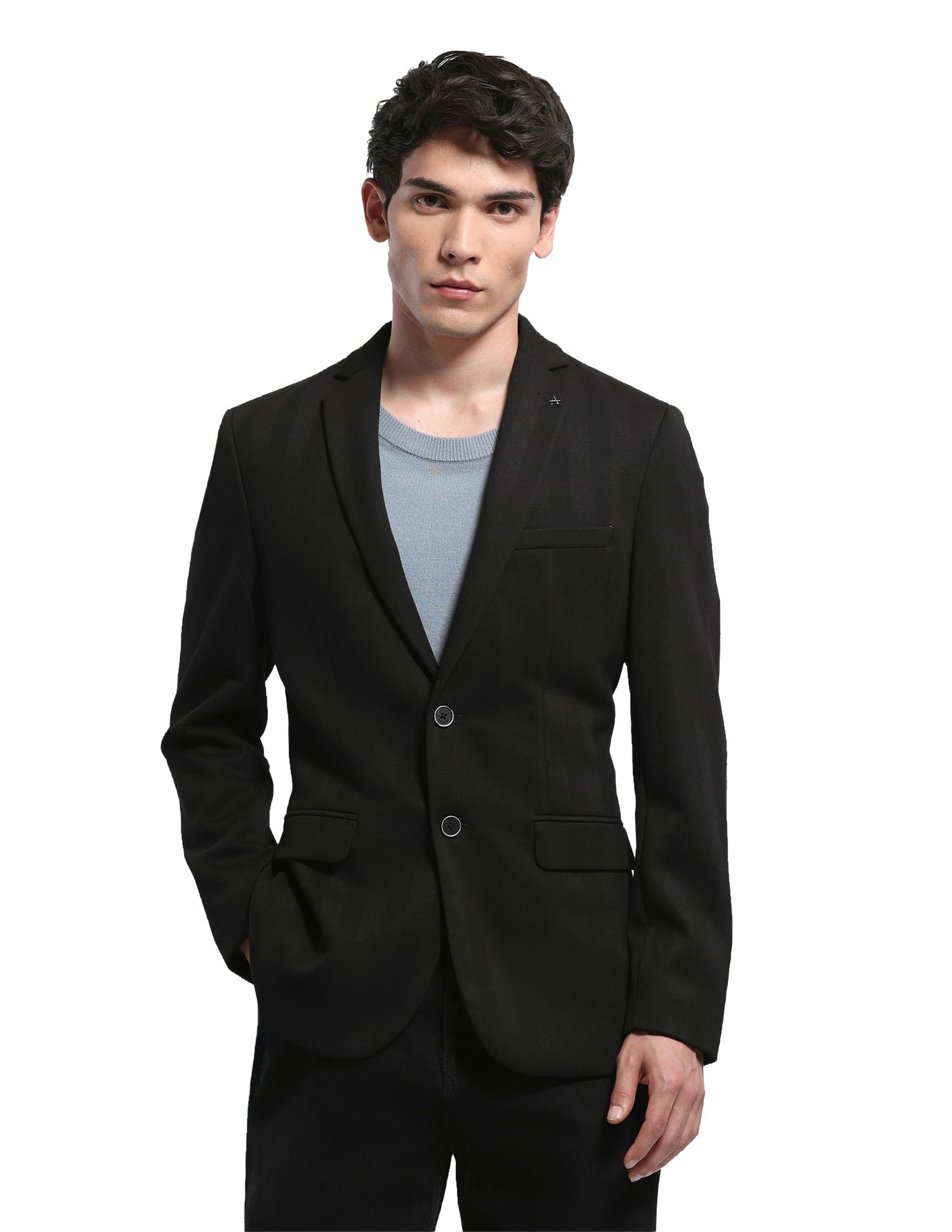 arrow Newyork Men's Zero Calorie Slim fit Dobby Blazer-picture-20