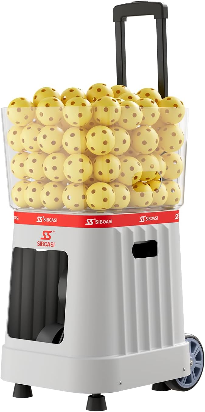 Siboasi SS-C6 Smart Pickleball Serve Machine, AI Voice Control Pickleball Training Machine with Performance Analytics, Portable Automatic Toss Machine for Coaching,